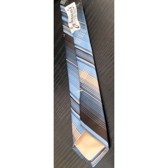 1970’s Don Loper Beverly Hills Men's Necktie 100% Poly Fat 3.5" 56" Blue Striped - Picture 4 of 4